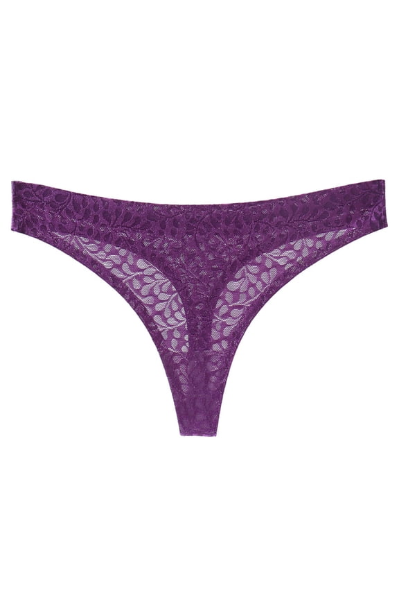 G String Thongs for Women Low Waist Briefs Transparent Breathable Underwear Ropa Interior Mujer Comfy Panties G Thong Ladies Lace Hollow Out Underwear Purple