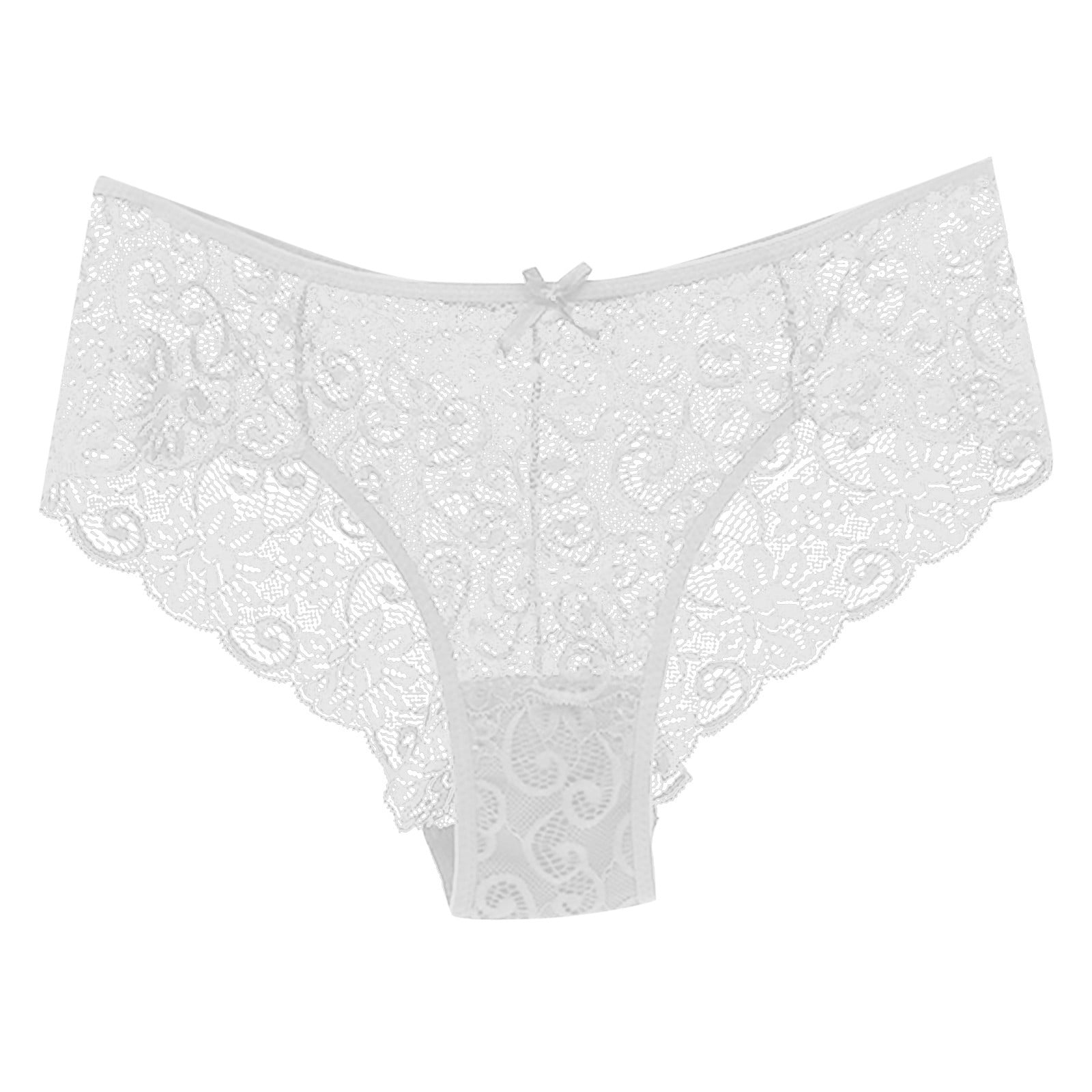 Efsteb Womens Underwear Transparent Breathable Underwear Ropa Interior  Mujer Sexy Comfy Panties Low Waist Briefs Lace Bow Cross Belt Panties G  Thong Lingerie White 