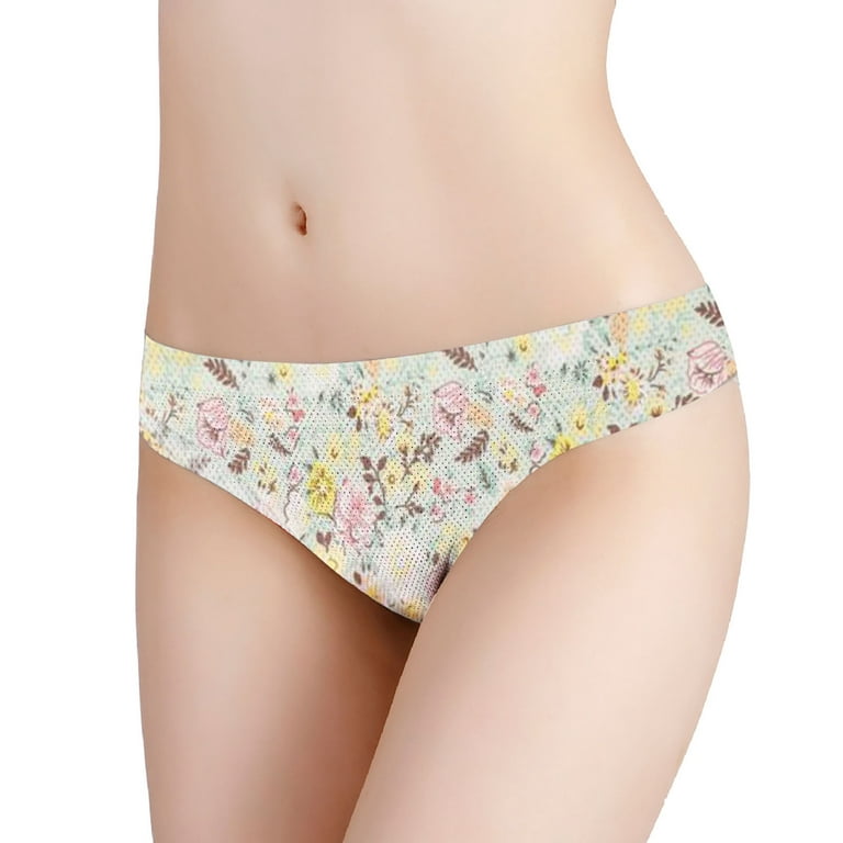 Efsteb G String Thongs for Women Comfortable Print Briefs Breathable  Underwear Knickers Panties Lingerie Briefs Beige