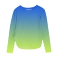 thumbnail image 1 of Efsteb Girl Shirts Soft Long Sleeve Crew Neck Gradient Print Casual Comfy Hem Side Slit Tunic Tshirts for All-Season Styles（Blue，7 Years）, 1 of 7