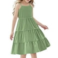 thumbnail image 1 of Efsteb Girl Summer Dresses Boho Sleeveless Spaghetti Strap Dress A-Line Swing Flowy Ruffle Tiered Sundress (Green,11 Years), 1 of 7