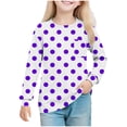 thumbnail image 1 of Efsteb Girls Athletic Shirts Soft Comfy Tunic Tops Long Sleeve Crew Neck Casual Polka Dots Print for School（Purple，11 Years）, 1 of 5