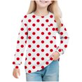 thumbnail image 1 of Efsteb Girls Athletic Shirts Soft Comfy Tunic Tops Long Sleeve Crew Neck Casual Polka Dots Print for School（Red，11 Years）, 1 of 5