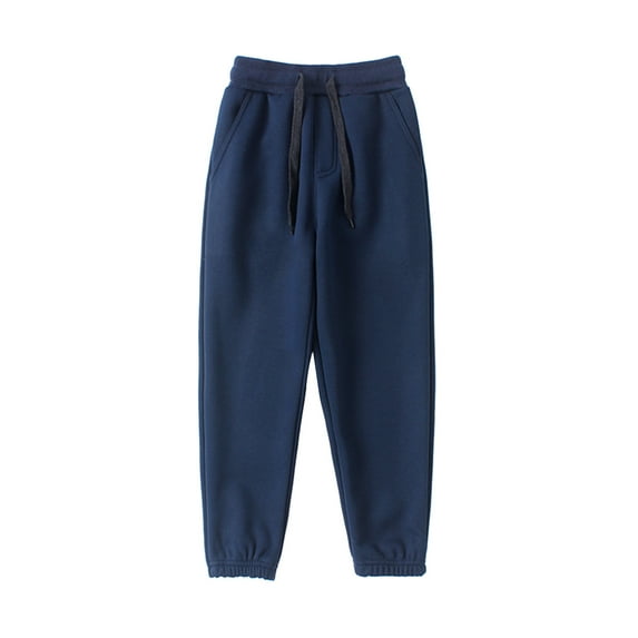 Efsteb Girls Boys Joggers Sweatpants Fashion Elastic Waisted Sweat Pants Solid Color Casual Sweatpants (Navy,4 Years)