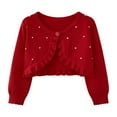 thumbnail image 1 of Efsteb Girls Cardigan Sweater Fall Fashion Toddler Kids Long Sleeve Button Knitting Cotton Shrug Cropped Cover Up Sweaters Coats (Red,0 Years), 1 of 3