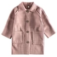 thumbnail image 1 of Efsteb Girls Fashion Fall Winter Coat Solid Single Breasted Dress Coat Kids Long Sleeve Collared Vintage Elegant Outfits (Pink,4 Years), 1 of 3