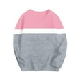 thumbnail image 1 of Efsteb Girls' Fashion Long Sleeve Shirts Crew Neck Long Sleeve T Shirts Comfy Soft Casual Loose Color Block Patchwork Graphic Tee Pullver (Pink,5 Years), 1 of 7
