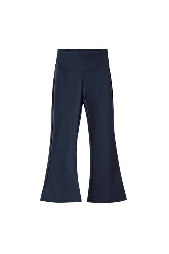 Girls Flare Leggings Stretch High Waisted Bootcut Yoga Pants Dance Casual Pants Bell Bottoms Leggings (Navy,6 Years)