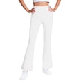 thumbnail image 1 of Efsteb Girls Fleece Lined Leggings Casual Bell Bottoms Soft Comfy Trousers Winter Warm Leggings Athletic Flare Pants (White,9 Years), 1 of 7
