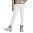 thumbnail image 1 of Efsteb Girls Fleece Lined Leggings Thick Winter Warm Pants Solid Color Comfy Thermal Tights Fashion Pants (White,5 Years), 1 of 9