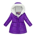 thumbnail image 1 of Efsteb Girls Jacket Girls Winter Coat Fleece Line Hooded Jacket Long Sleeve Hooded Warm Coat Long Padded Outwear Snow Puffer Jackets (Purple,4 Years), 1 of 3