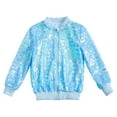 thumbnail image 1 of Efsteb Girls Jacket Sparkle Sequin Jacket Fall Fashion Glitter Shiny Coats Long Sleeve Zip Up Coat Outwear (Light Blue,XXL), 1 of 3