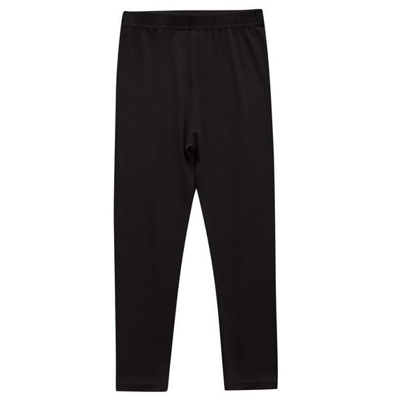 Efsteb Girls Leggings Comfortable Leggings for Girls Solid Color Cotton Footless Tights Softness Breathability Trousers (Black,7 Years)