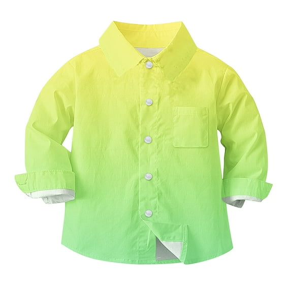 Efsteb Girls Long Sleeve Shirts Button Lapel Shirts Tops Casual Comfy Cute Tops Gradient Color Loose Fashion Blouses (Green,6 Months)