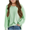 thumbnail image 1 of Efsteb Girls Long Sleeve Shirts Cute Tops Solid Color Loose Fashion Casual Round Neck Dressy Casual Blouses Comfy Blouses (Mint Green,11 Years), 1 of 6
