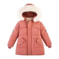 thumbnail image 1 of Efsteb Girls Puffer Jackets Zip up Long Sleeve Hooded Soft Puffer Coats Comfy Loose Casual Winter Warm Cute Outwear (Red,6 Years), 1 of 3
