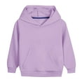 thumbnail image 1 of Efsteb Girls Sweatshirt Long Sleeve Hooded Sweatshirts Casual Solid Color Loose Pullover Comfy Hoodies with Pocket (Purple,3-4 Years), 1 of 5