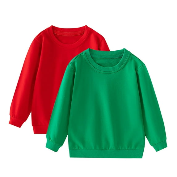 Efsteb Girls Sweatshirts Boys Shirts Cotton Sweatshirt Crew Neck Casual Soft Comfy Solid Color Long Sleeve Pullover for School(Multicolor,6 Years)