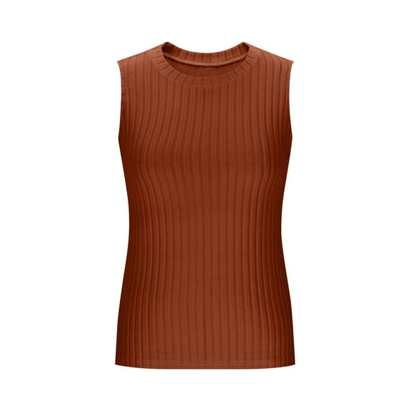 Efsteb Girls Tank Tops Casual Round Neck Sleeveless Shirts Summer Solid Color Comfy Soft Shirt (Orange,9 Years)