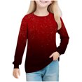 thumbnail image 1 of Efsteb Girls Tops Long Sleeve Soft Crew Neck Gradient Print Casual Comfy Tunic Tops for All-Season Styles（Wine，9 Years）, 1 of 6