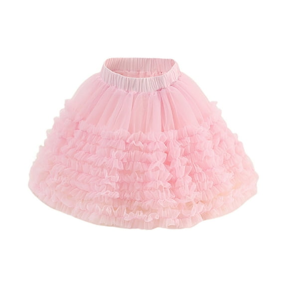 Efsteb Girls Tutu Skirt for Ages 3-9 Toddler Princess Tutu Tulle Skirt Elastic High Waist Layered Mesh Birthday Party Skirt (Pink,3 Years)