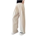 thumbnail image 1 of Efsteb Girls Wide Leg Pants Baggy Stretch High Waisted Wide Leg Sweatpants Casual Cute Teen Girls Pants (Khaki,12 Years), 1 of 6