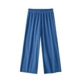 thumbnail image 1 of Efsteb Girls Wide Leg Pants Elastic Waisted Casual Trousers for Kids Fall Spring Loose Stretchy Baggy Pants (Blue,8 Years), 1 of 2