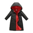thumbnail image 1 of Efsteb Girls Winter Coat Long Lightweight Hooded Puffer Jacket Fall Long Sleeve Long Down Coats Outerwear (Black,4 Years), 1 of 5