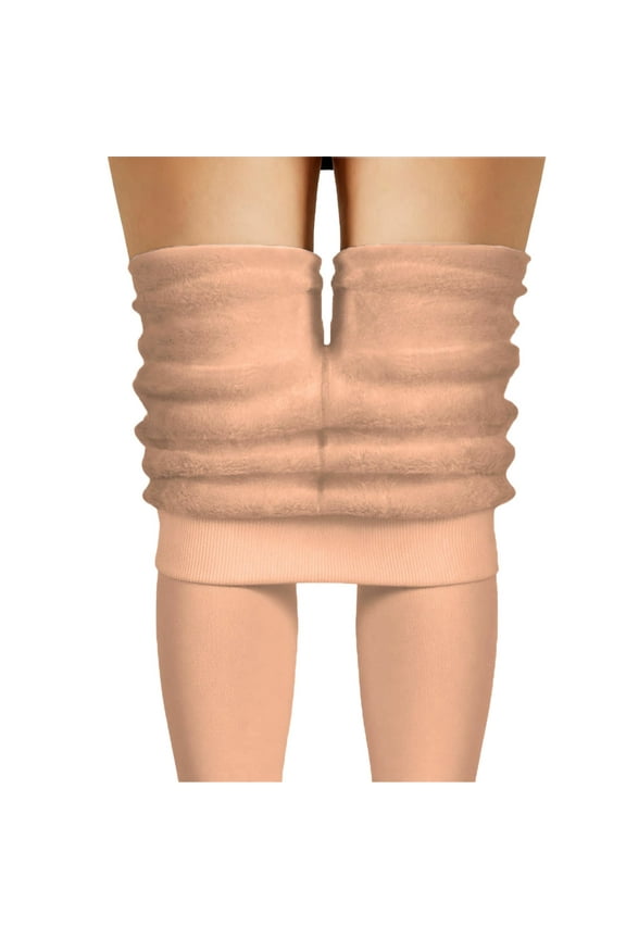 Girls Winter Warm Fleece Lined Leggings High Waisted Thick Thermal Leggings Elastic Soft Comfortable Tights Leggings (Beige,10-14Years)