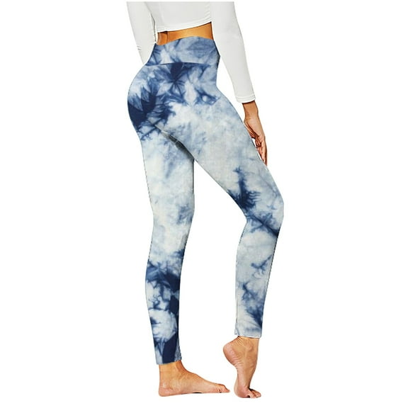 Efsteb High Waist Leggings for Women Tight Yoga Pants Stretch Tie Dyed Pants for Women Fitness Gym Sports Running Leggings Pants Blue XXL