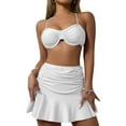 thumbnail image 1 of Efsteb High Waisted Bikini Sets for Women Two Piece Swim Suit High Waist Split Swimsuit Bikini Sets Solid Color Fashion Bathing Suits Swimwear (White,XL), 1 of 1