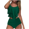thumbnail image 1 of Efsteb High Waisted Bikini Sets for Women 2 Piece Split Swimsuit Ruffles Backless Strap Two Piece Bathing Suit Beachwear (Green,M), 1 of 5