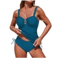 thumbnail image 1 of Efsteb High Waisted Bikini Sets for Women Beachwear Crinkle Side Tie Bikini Bathing Suit Solid Color Swimwear Surfing (Blue,S), 1 of 8