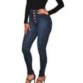 Efsteb High Waist Stretch Jeans for Curvy Women, Skinny Slim Fitness Pants, Dark Blue, XL