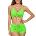 thumbnail image 1 of Efsteb High Waisted Thong Bikini Sets for Women Two Piece Tankini Swimsuits for Women Tie Front Shorts Bikinis Tops Swimwear Athletic Bathing Suits High Waist Swimming Suit (Green,L), 1 of 4
