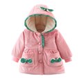 thumbnail image 1 of Efsteb Infant Baby Girls Winter Coat Toddler Ruffle Bowknots Hooded Padded Jacket Button Long Sleeve Warm Outwear with Pockets (Pink,3 Years), 1 of 3