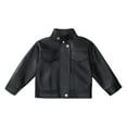 thumbnail image 1 of Efsteb Jackets for Girls Fashion Leather Jacket Motorcycle Leather Coat Zipper Vintage Coat Crop Outerwear (Black,9-10 Years), 1 of 9