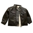 thumbnail image 1 of Efsteb Jackets for Girls Faux Leather Jacket Kids Toddler Motorcycle Jacket Long Sleeve Zipper Vintage Biker Coat Outerwear (Black,10 Years), 1 of 7