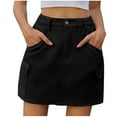 thumbnail image 1 of Efsteb Jean Skirts for Women Denim Button Zipper Short Jeans Skirt Summer Fashion Casual Solid Color Comfy Skirts (Black,XL), 1 of 5
