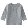 thumbnail image 1 of Efsteb Kids Boys Girls Long Sleeve Tops Casual Fashion Button Round Neck Knit Tops Comfy Cute Tops Solid Color Loose Blouses (Gray,9 Years), 1 of 7