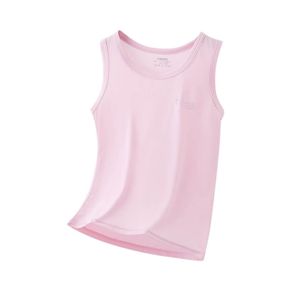Efsteb Kids Boys Girls Tank Tops Round Neck Cute Solid Color Casual Sleeveless T Shirts Summer Loose Comfy Tee Shirt(Pink,4 Years )