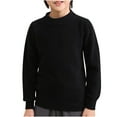 thumbnail image 1 of Efsteb Kids Boys Sweater Casual Long Sleeve Tops Round Neck Knit Sweater Tops Fashion Comfy Cute Tops Solid Color Loose Blouses (Black,14 Years), 1 of 3