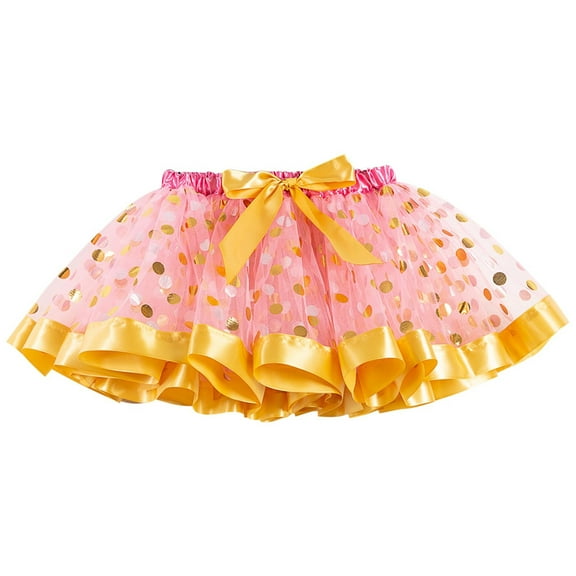 Efsteb Kids Christmas Tulle Tutu Skirt Layered Polka Dots Tutus Festival Outfit Tutu Xmas Costume for Toddler Girls (Pink,3 Years)