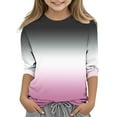 thumbnail image 1 of Efsteb Kids Girls 3/4 Sleeve Shirts Loose Casual Round Neck Three-quarter Sleeve Tops Summer Comfy Cute Gradient Color Tee Shirt(Pink,5-6 Years ), 1 of 5