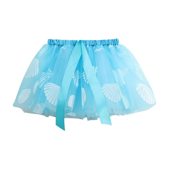 Efsteb Kids Girls Bow Tutu Skirt Layered Cute A-Line Tulle Skirt Princess Birthday Dance Dress Skirts (Light Blue,7 Years)