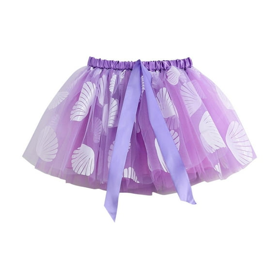 Efsteb Kids Girls Bow Tutu Skirt Layered Cute A-Line Tulle Skirt Princess Birthday Dance Dress Skirts (Purple,7 Years)