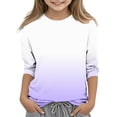 thumbnail image 1 of Efsteb Kids Girls Casual 3/4 Sleeve T Shirts Cute Gradient Color Round Neck Three-quarter Sleeve Tops Summer Comfy Loose Tee Shirt(Purple,4-5 Years ), 1 of 5