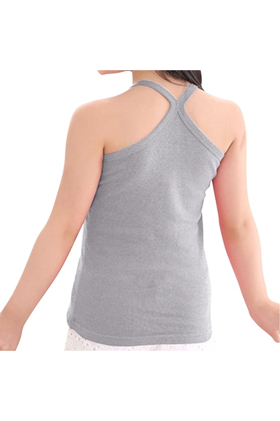 Kids Girls Cute Solid Color Loose Casual Summer Round Neck Tank Tops Comfy Sleeveless T Shirts Tee Shirt(Gray,12 Years )