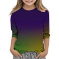 thumbnail image 1 of Efsteb Kids Girls' Fashion 3/4 Sleeve Shirt Crew Neck T Shirts Gradient Color Graphic Tee Comfy Soft Casual Loose Blouses (Purple,11 Years), 1 of 5