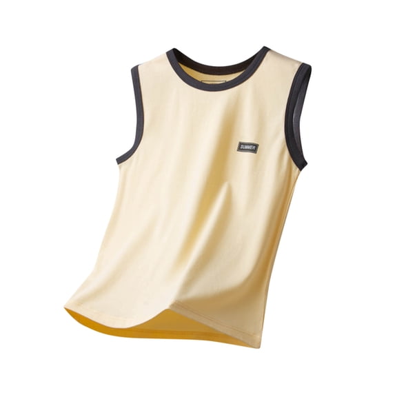 Efsteb Kids Toddler Boys Girls Round Neck Tank Tops Cute Solid Color Casual Sleeveless T Shirts Summer Comfy Loose Blouses(Beige,4 Years )